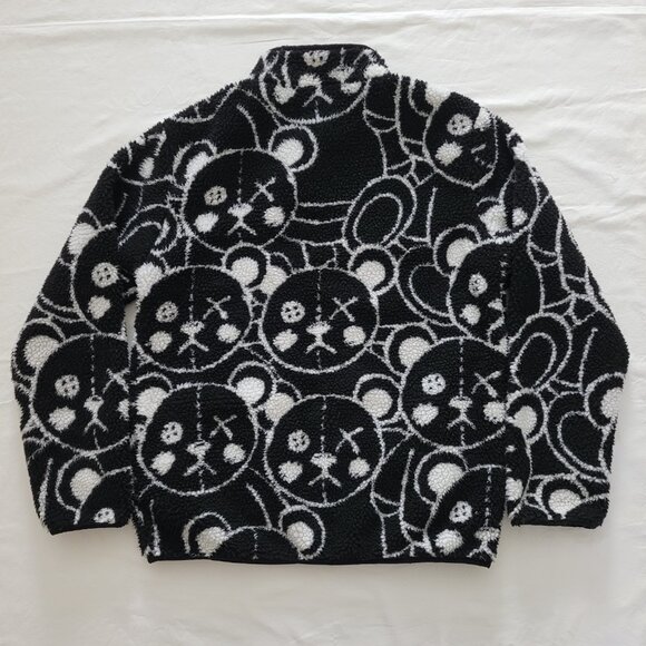 Reason Mens Teddy Yarn Sherpa Full Zip Jacket Black White Size Medium - Picture 8 of 12